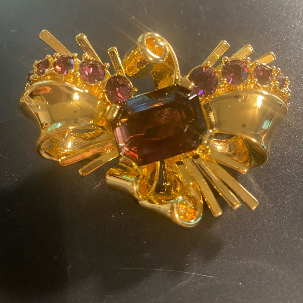 Nolan Miller Gold-tone and Purple Brooch - Lana Pin